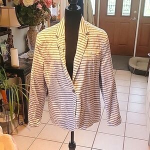 Gap striped blazer in gray and white. Size 18.